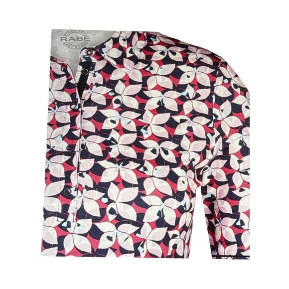 Pink and White 3/4 Sleeve Button Down Shirt with Notched Collar - Picture 2 of 8